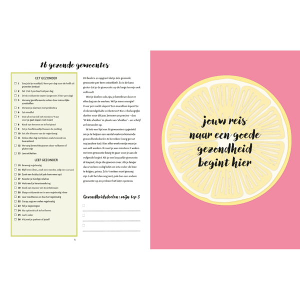 Elke dag gezond - de weekplanner met gezondheidstips, recepten & 300+ stickers - binnenkant - invulboekjes.nl