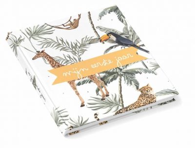 KIDOOZ Invulboek 'Mijn eerste jaar' - Safari - voorkant - invulboekjes.nl
