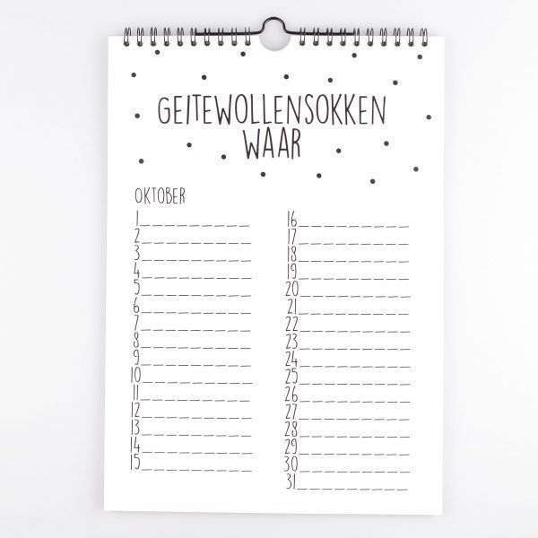 Krúskes Verjaardagskalender - Zwart-wit - binnenkant 3 - invulboekjes.nl