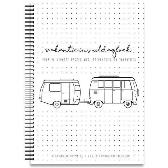 Creations of Happiness - Vakantie invuldagboek - voorkant - invulboekjes.nl