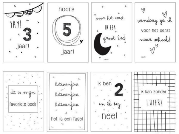 Huisje no.56 - Mijlpaalkaarten set Kind 1-5 jaar - assortiment