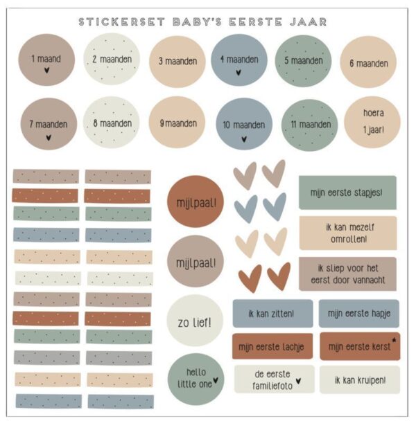 Huisje no.56 - Stickervel Baby's eerste jaar - 57 stickers