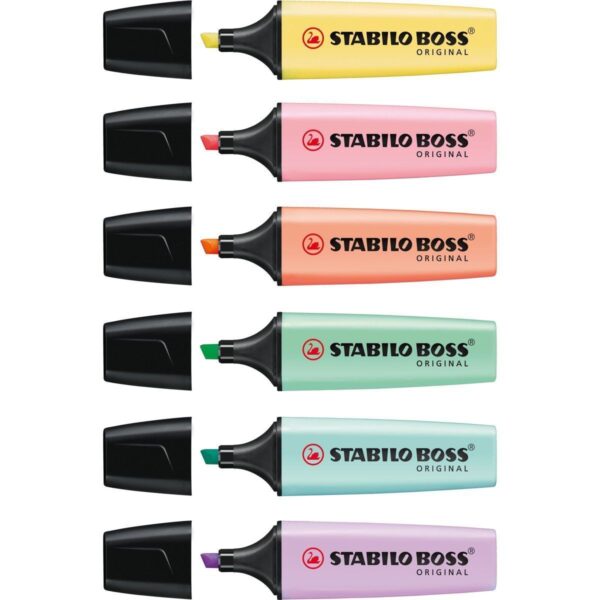 Stabilo Boss Markeerstiften Pastel assorti - 6 stuks - invulboekjes (1)