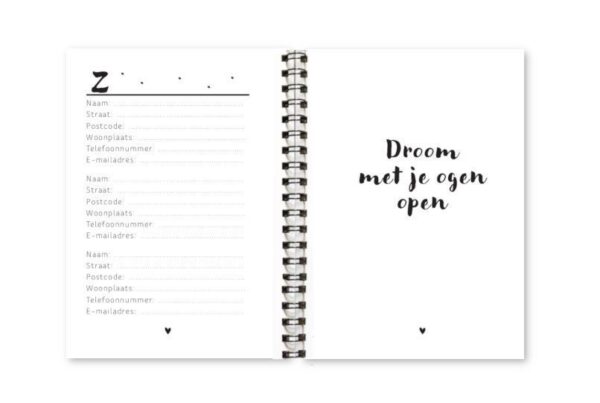 Adresboekje Fyllbooks binnenwerk Adressen Z - Quote