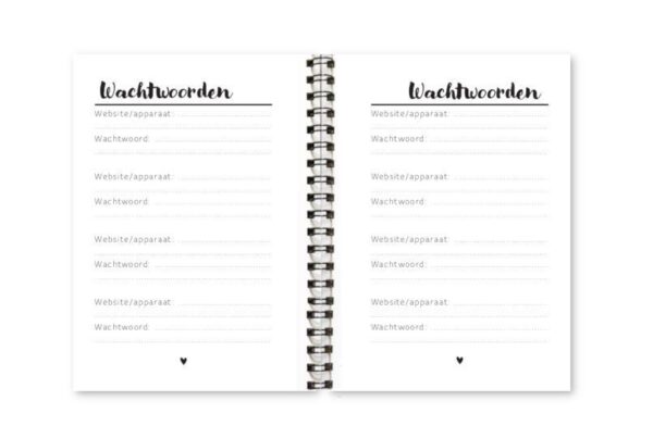 Adresboekje Fyllbooks binnenwerk Wachtwoorden