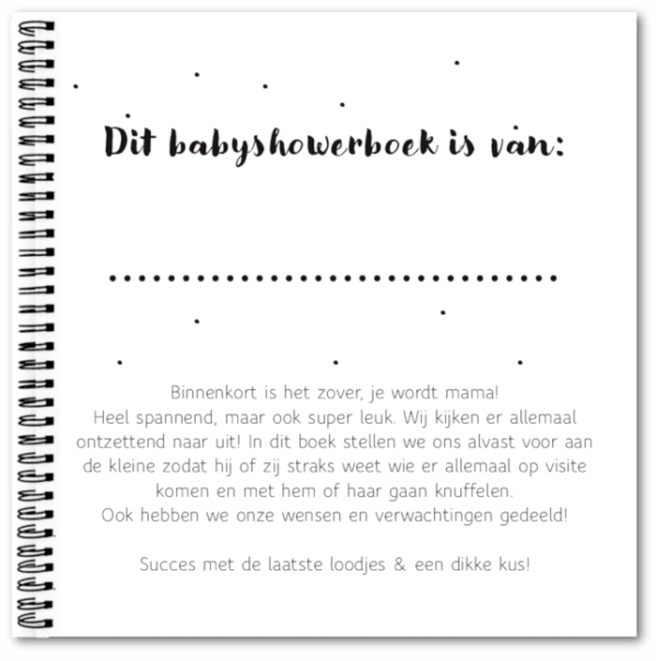 Babyshowerboek Fyllbooks eerste pagina