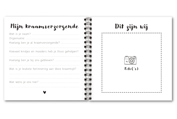 Binnenwerk Kraambezoekboek Fyllbooks Mijn kraamverzorgende