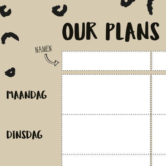 Oh My Goody - Gezinsplanner 'Our plans this week' A4 -close-up- invulboekjes.nl