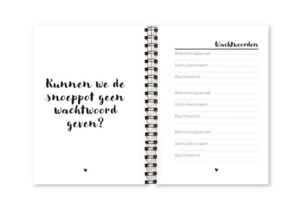 Wachtwoordenboekje Fyllbooks binnenwerk Quote Wachtwoorden