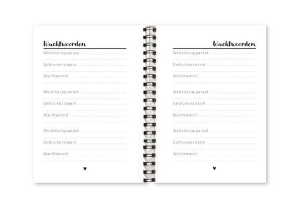 Wachtwoordenboekje Fyllbooks binnenwerk Wachtwoorden