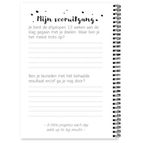 Binnenwerk afslankdagboek Fyllbooks Mijn vooruitgang