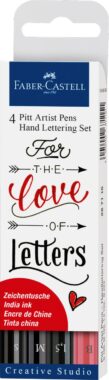 Pitt Artist Pen India Ink Pen, Set Of 4 Lettering, Black