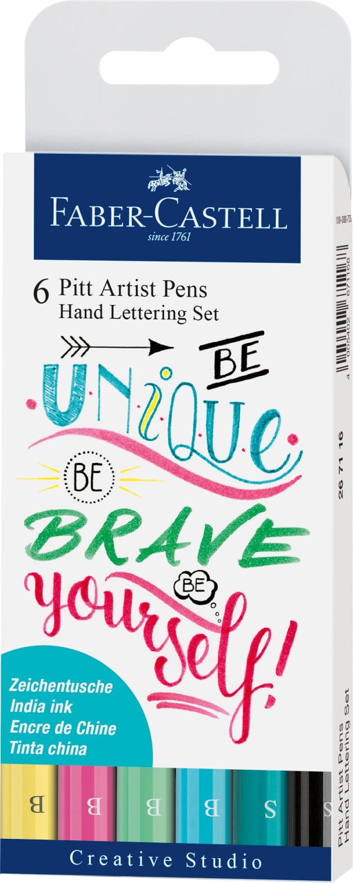 Pitt Artist Pen India Ink Pen, Set Of 6 Lettering, Pastel