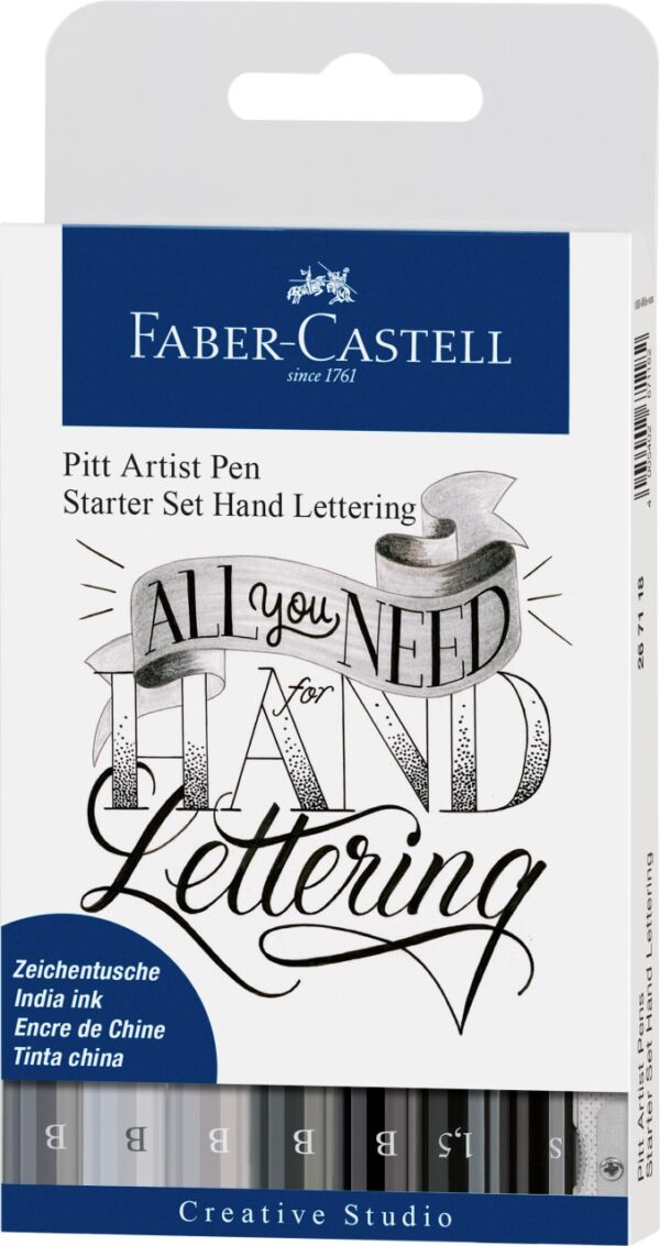 Pitt Artist Pen India Ink Pen, Set Of 8 Lettering, Start
