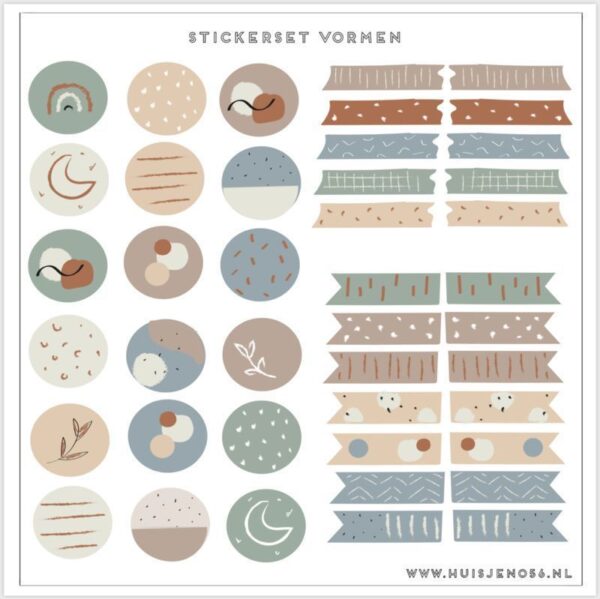 Huisje no.56 - Stickervel Vormen - 42 stickers