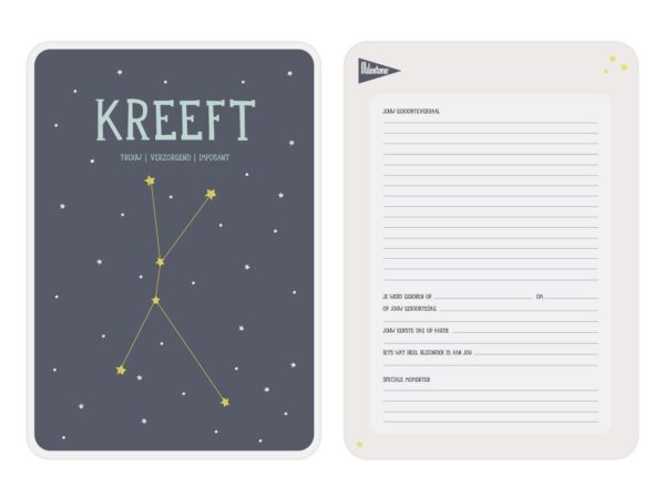 Milestone Geboorteposter sterrenbeeld - Kreeft - Afbeelding 2