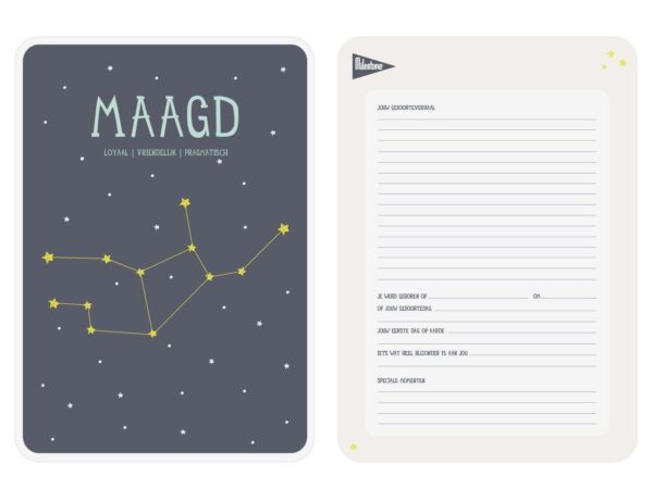 Milestone Geboorteposter sterrenbeeld - Maagd - Afbeelding 2