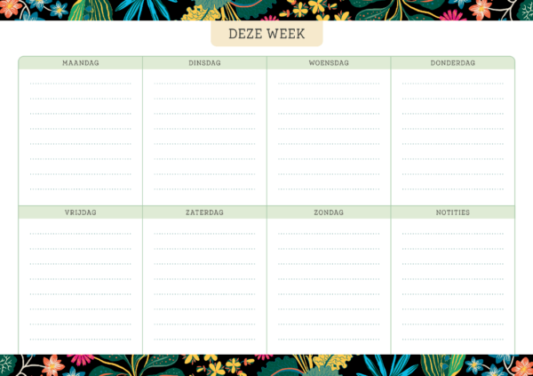 Weekplanner - Floral Black - Afbeelding 2