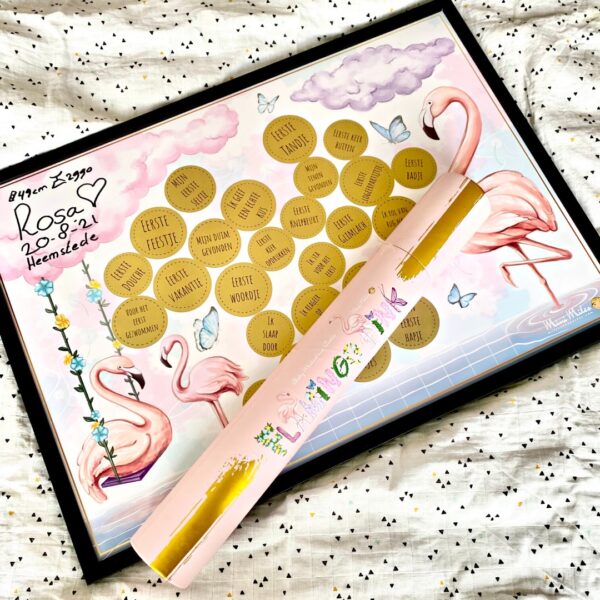 Mini Miles Milestone krasposter A2 - Flamingo pink - Afbeelding 3