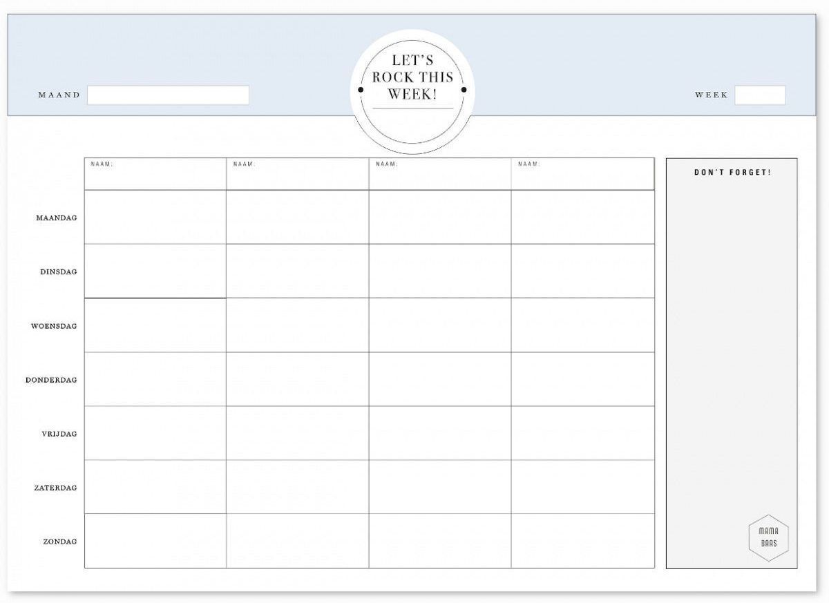 Toerist Alert tragedie Mama Baas Familie weekplanner whiteboard blauw Kopen? - Invulboekjes.nl