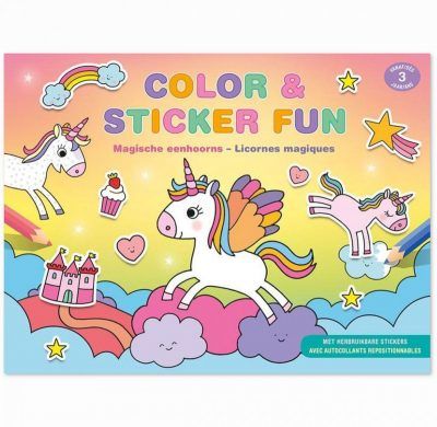 Color & Sticker Fun – Stickerboek Magische eenhoorns Eenhoorn boek