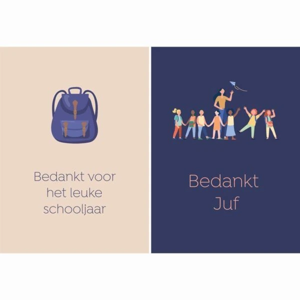 Fabrique a la Carte Wenskaarten Set - Bedankt Juf - 14 Stuks