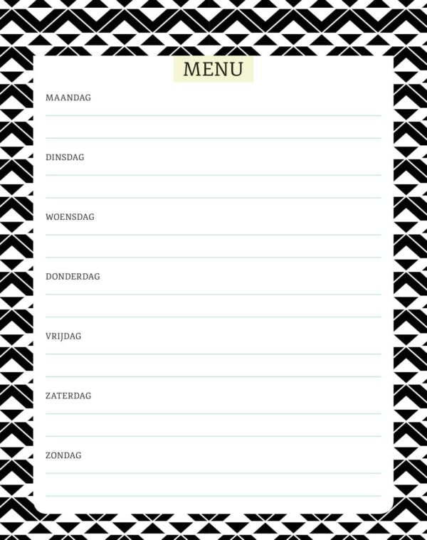 Menuplanner Black & White - A5 - Afbeelding 2