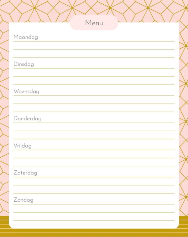 Menuplanner Pink Patterns - A5 - Afbeelding 2