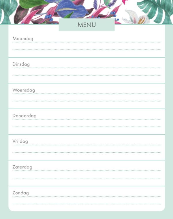 Menuplanner Tropical Flowers - A5 - Afbeelding 2