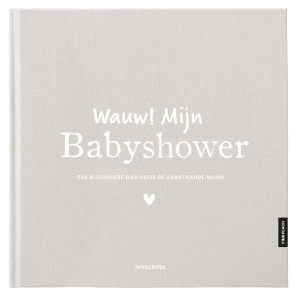 Pink Peach Mijn Babyshower Boek Linnen Zand (1)