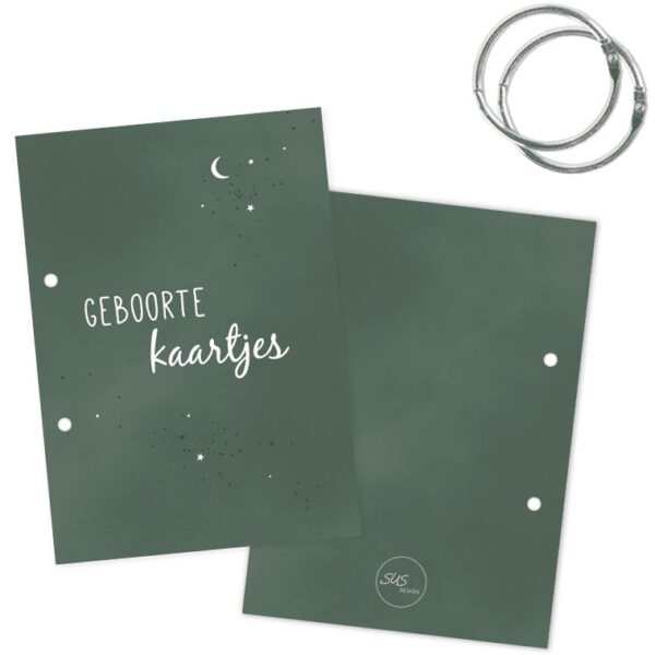 SUS Design Bewaarbundel geboortekaartjes - Donkergroen heelal - A5