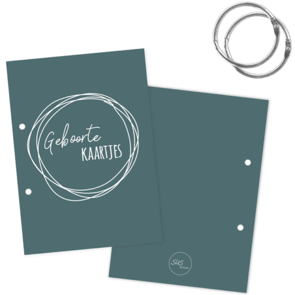 SUS Design Bewaarbundel geboortekaartjes - Donkerblauw/grijs - A5