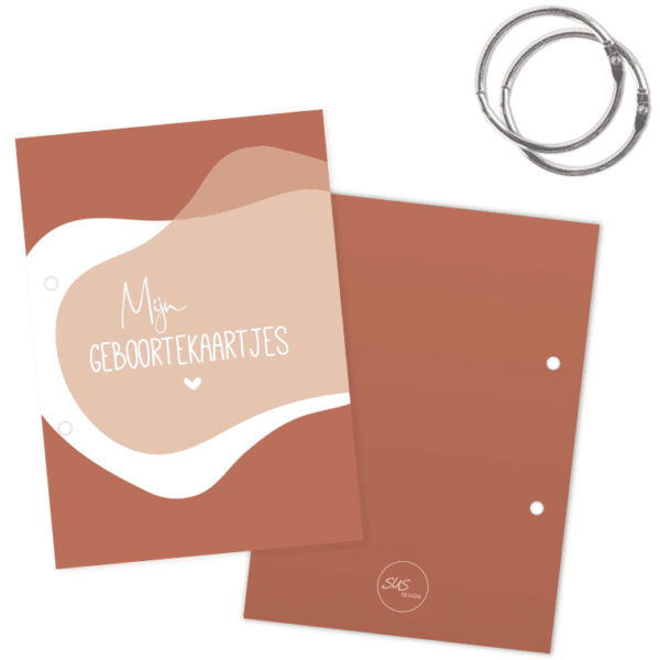 SUS Design Bewaarbundel geboortekaartjes - Roestbruin abstract - A5