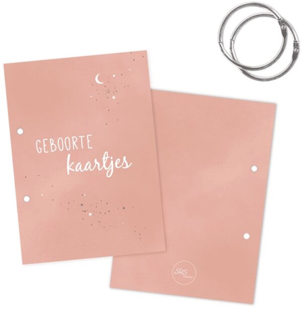 SUS Design Bewaarbundel geboortekaartjes - Roze heelal - A5