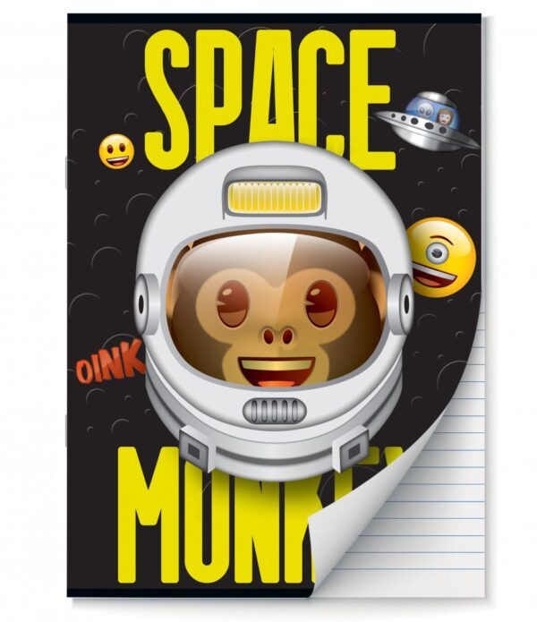 Emoji Space Monkey Schriften lijntjes - A4 - Set van 2 stuks