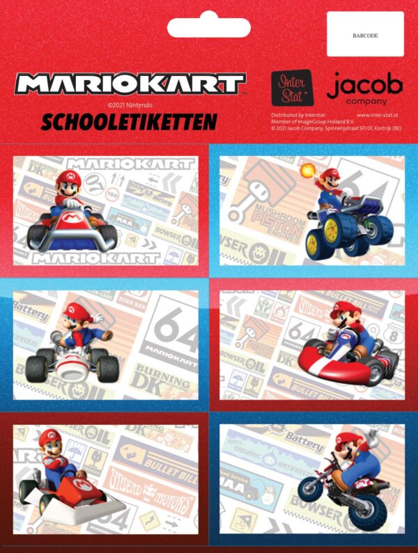 Mario Kart Schooletiketten - Set van 3 vellen