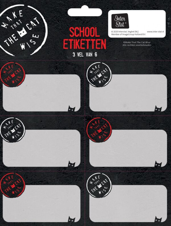 Make That The Cat Wise Schooletiketten - Set van 3 vellen