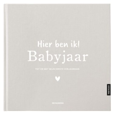 Pink Peach Mijn Babyjaar Invulboek Linnen Beigezand (1)