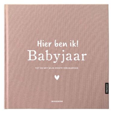 Pink Peach Mijn Babyjaar Invulboek Linnen Rozerood (1)