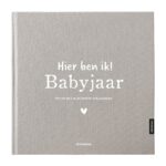 Pink Peach Mijn Babyjaar Invulboek Linnen Taupegrijs (1)