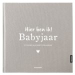 Pink Peach Mijn Babyjaar Invulboek Linnen Taupegrijs (1)