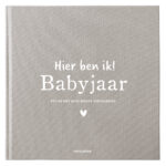 Pink Peach Mijn Babyjaar Invulboek Linnen Taupegrijs (1)