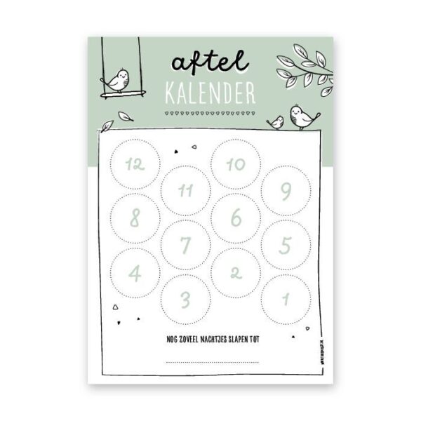 Thuismusje Aftelkalender - Groen - A4 - Afbeelding 3