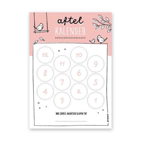 Thuismusje Aftelkalender - Roze - A4 - Afbeelding 3
