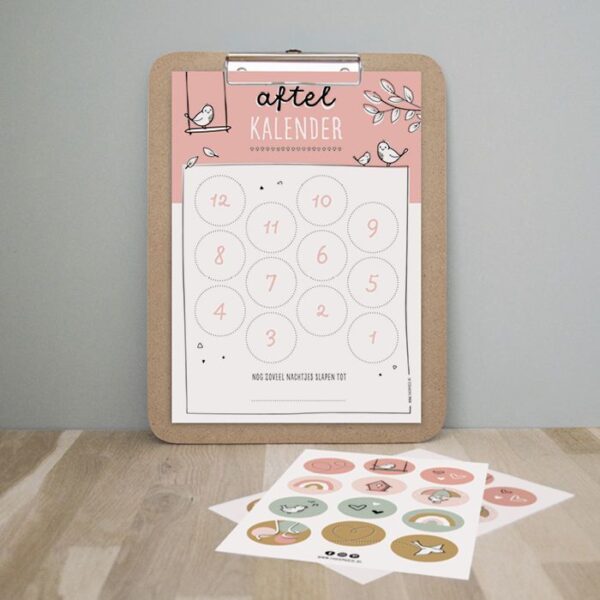 Thuismusje Aftelkalender - Roze - A4 - Afbeelding 2