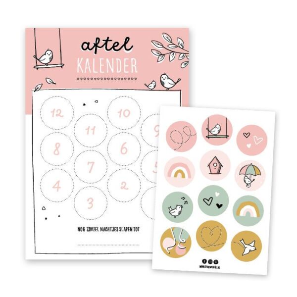 Thuismusje Aftelkalender - Roze - A4