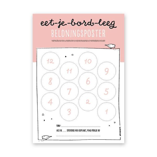 Thuismusje Beloningsposter Eet je bord leeg - Roze - A4 - Afbeelding 3