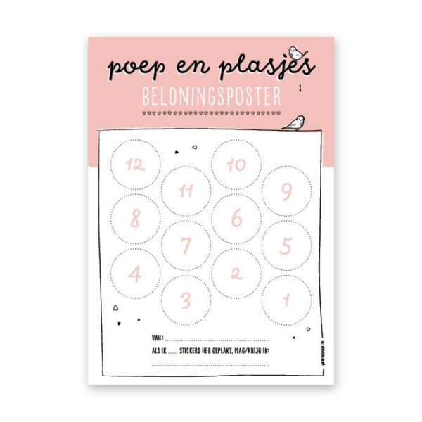 Thuismusje Beloningsposter Poep en plasjes - Roze - A4 - Afbeelding 3