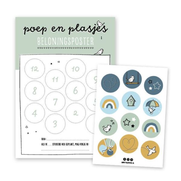 Thuismusje Beloningsposter Poep en plasjes - Groen - A4