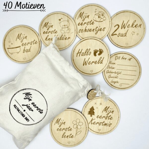 Dezolo Houten Mijlpaalkaarten Baby 40 stuks
